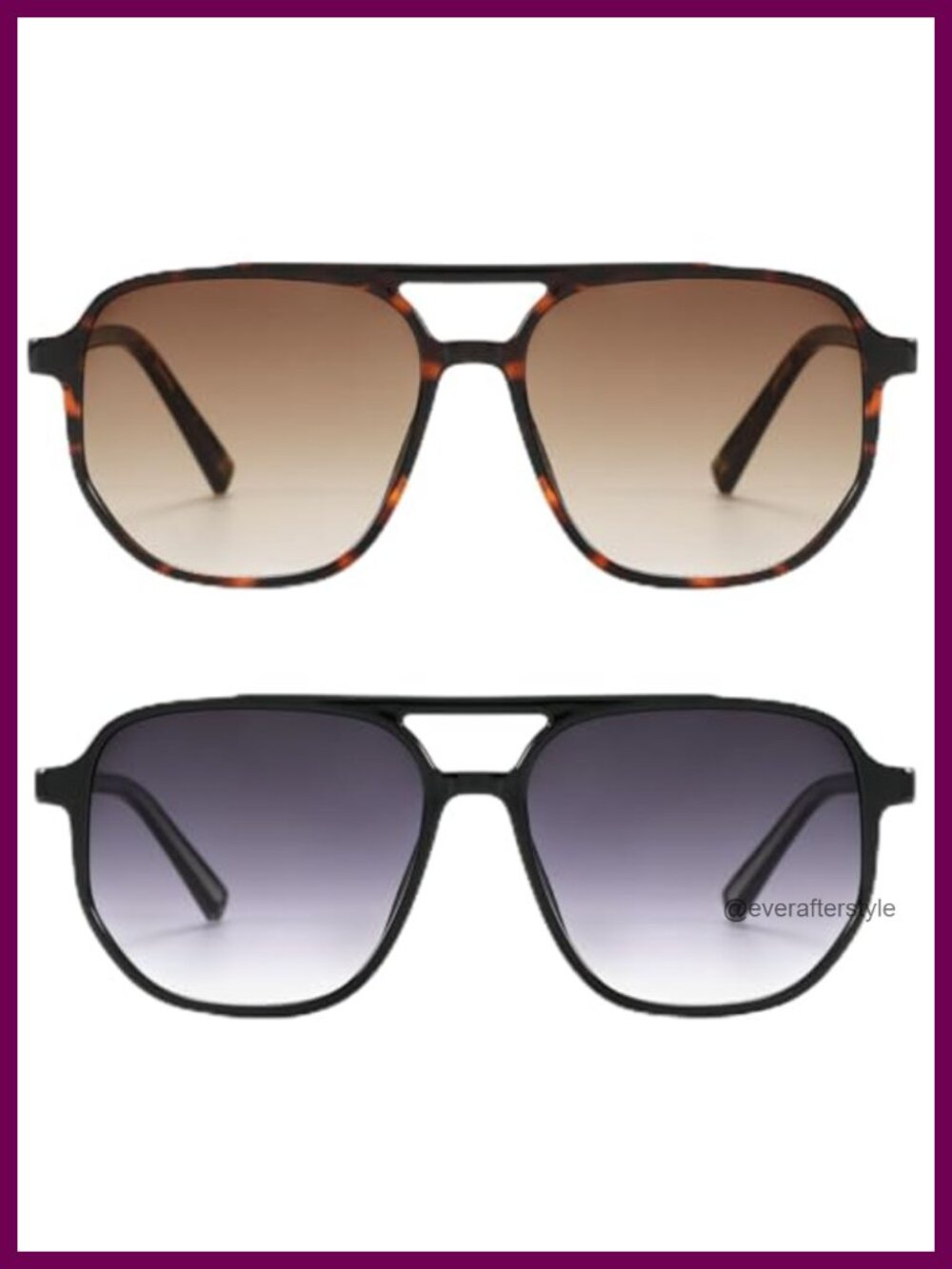 Retro Aviator Sunglasses Lightweight Square UV400 Protection Unisex